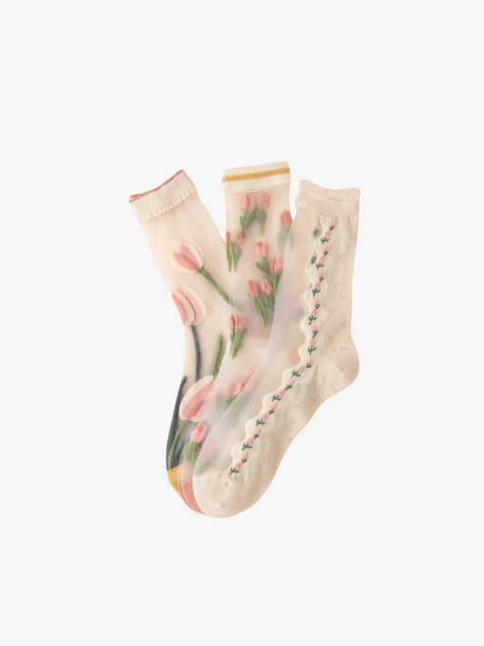 Chaussettes Ras Du Cou À Imprimé Floral