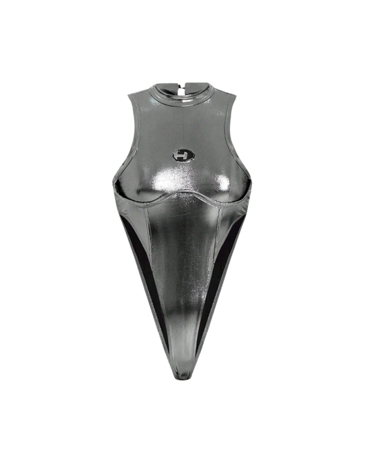 Metallic High-Cut Bodysuit