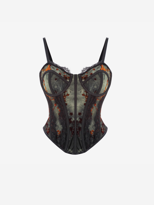 Sheer Floral Corset Top