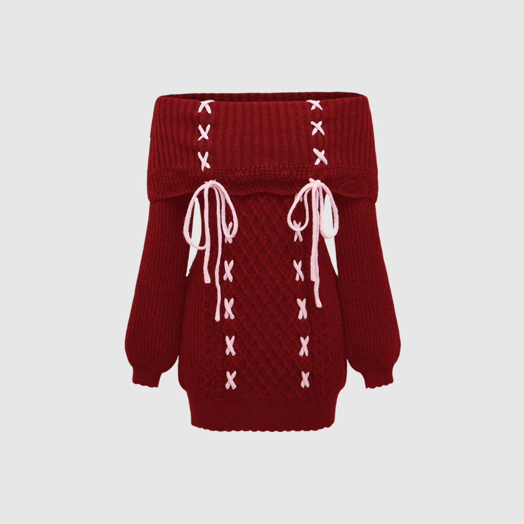 Lace-up sweater dress