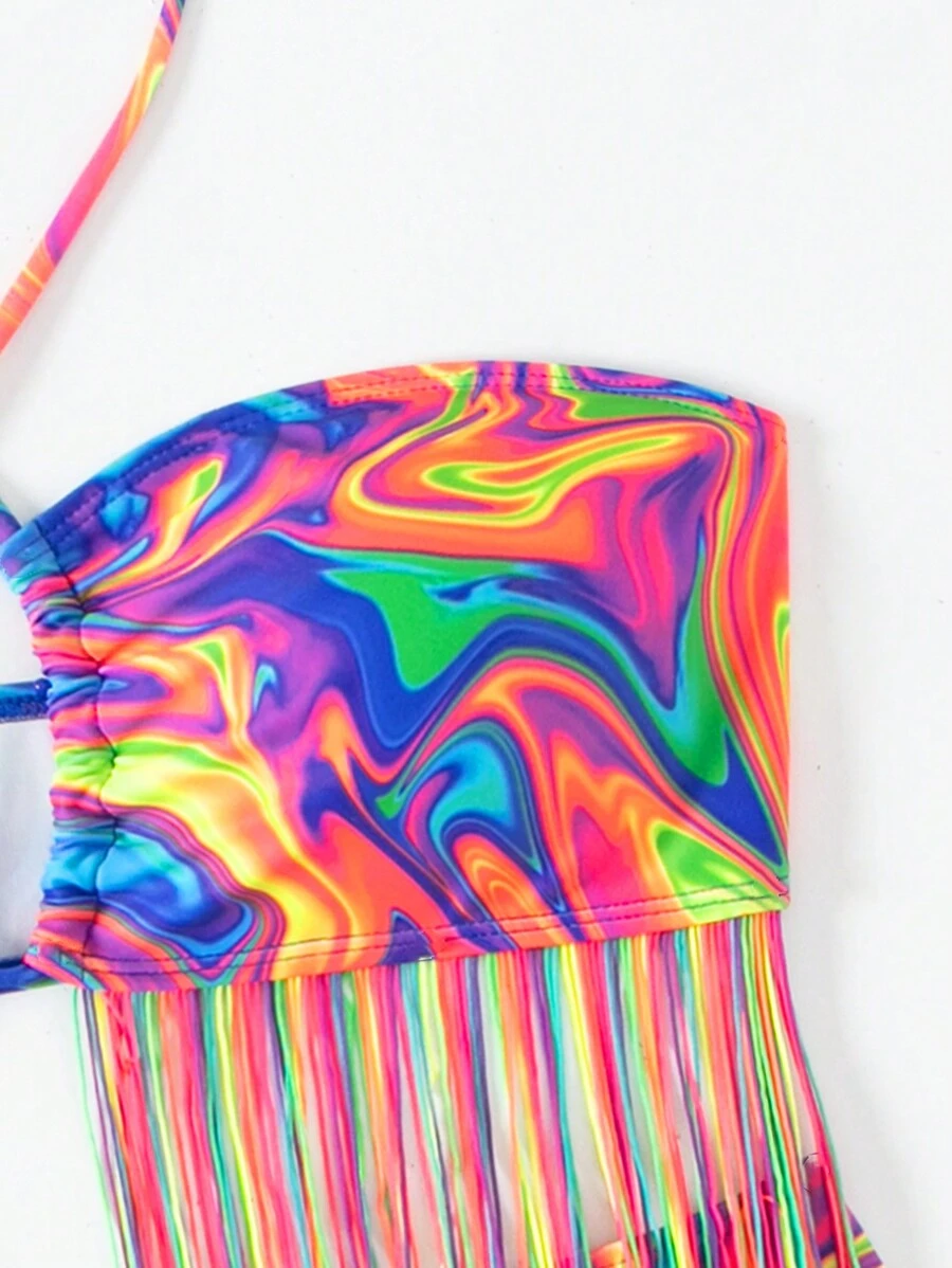 Psychedelic Fringe Bikini Set.