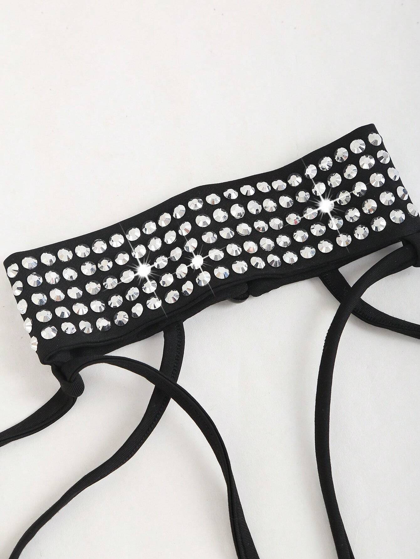 Rhinestone Crossover Crop Top.