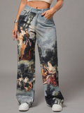 Artistic Wide-Leg Jeans.