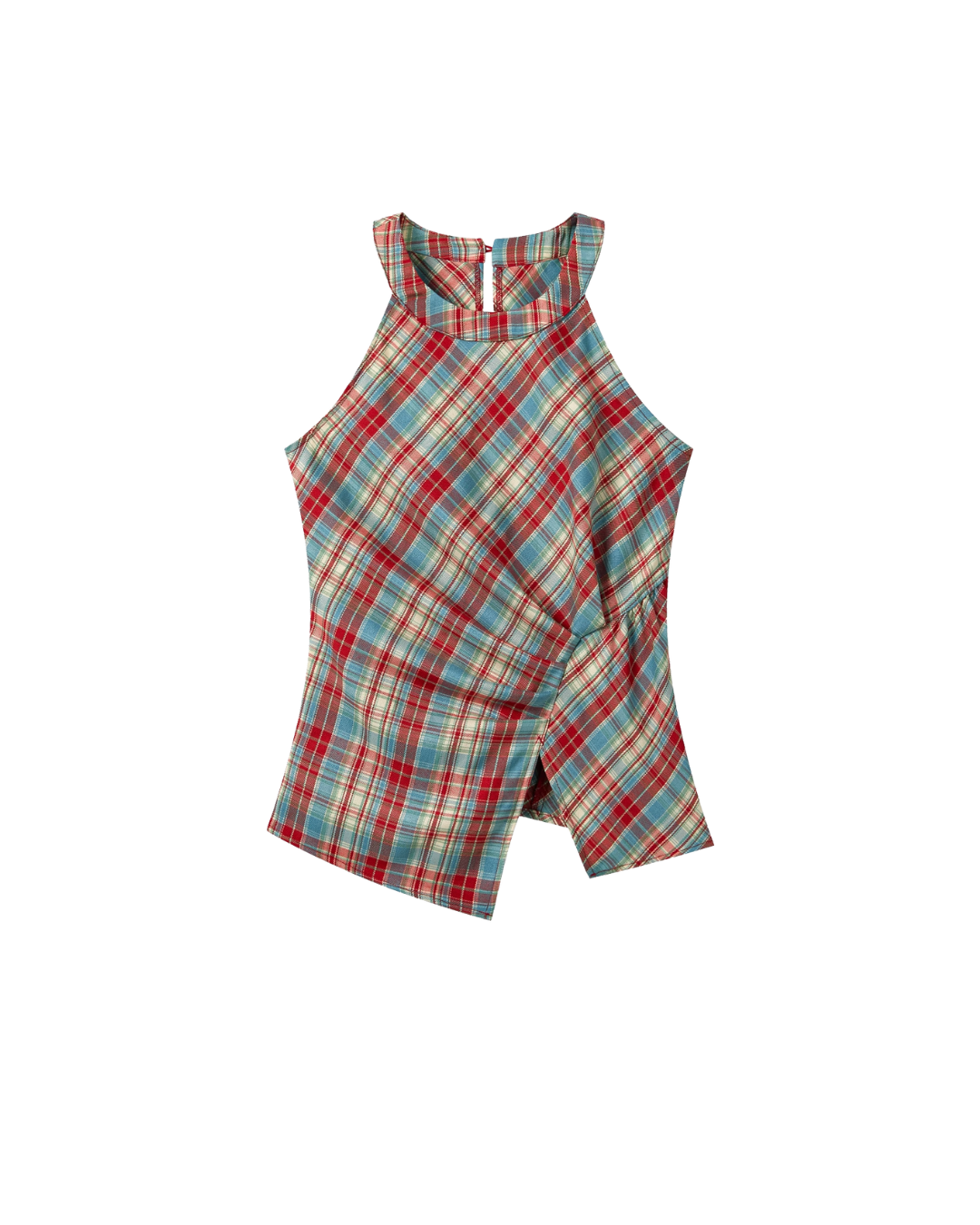 Asymmetrical Plaid Tank Top