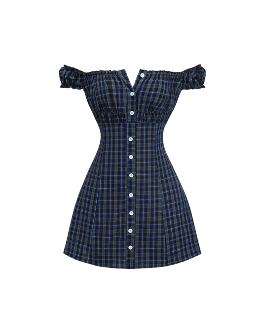 Plaid Button-Up Mini Dress