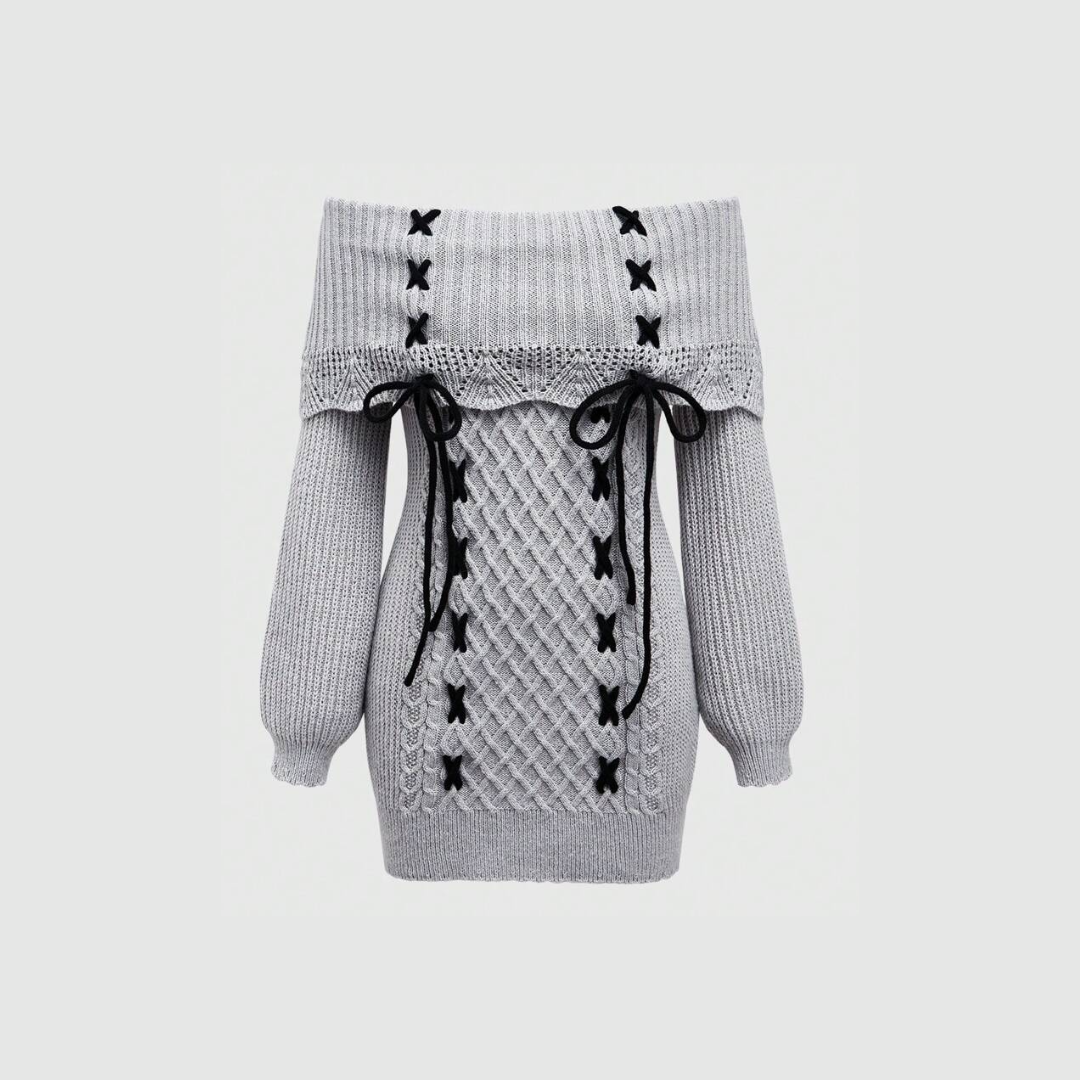 Lace-up sweater dress