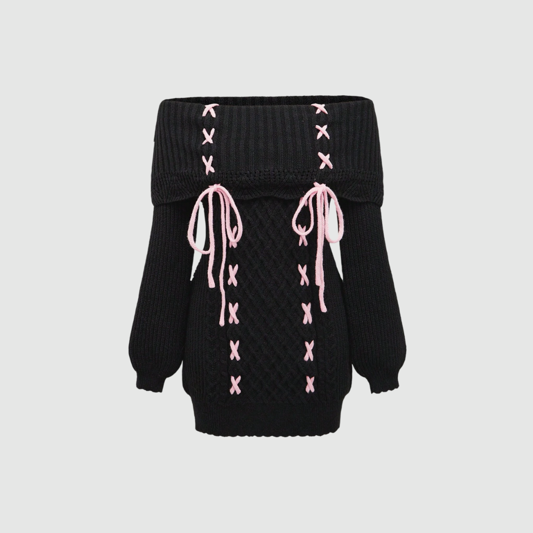 Lace-up sweater dress