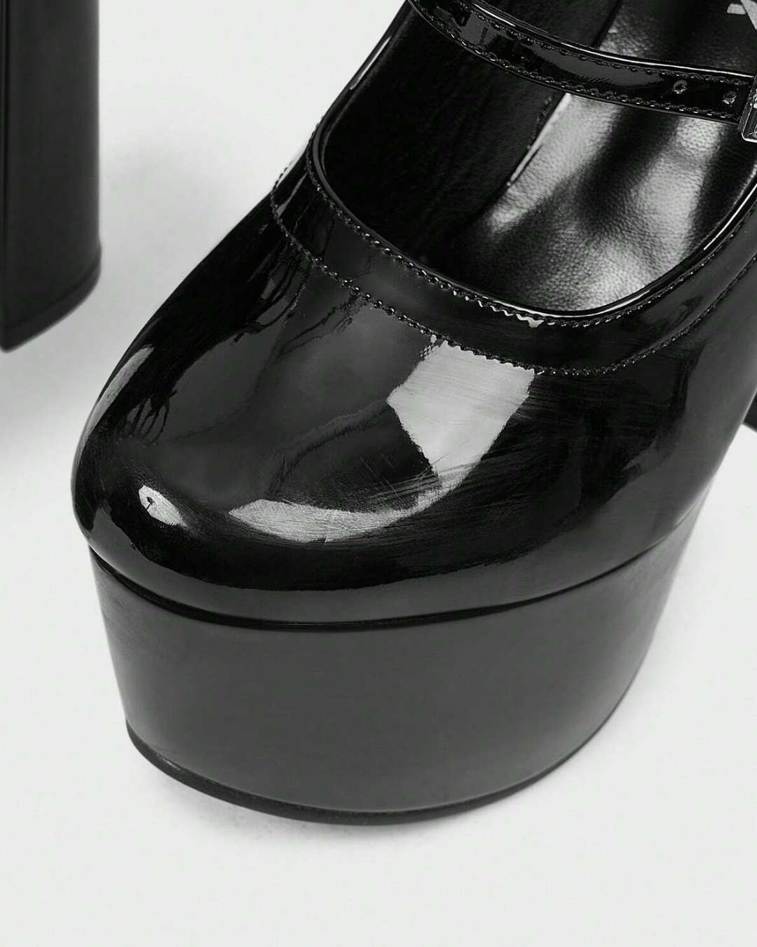 Glossy Triple Strap Platforms