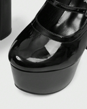 Glossy Triple Strap Platforms