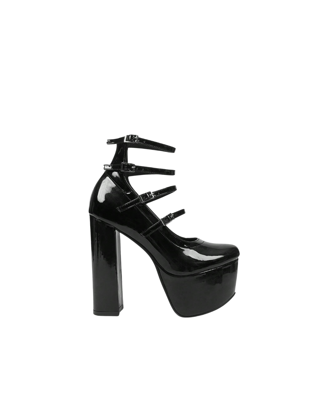 Glossy Triple Strap Platforms