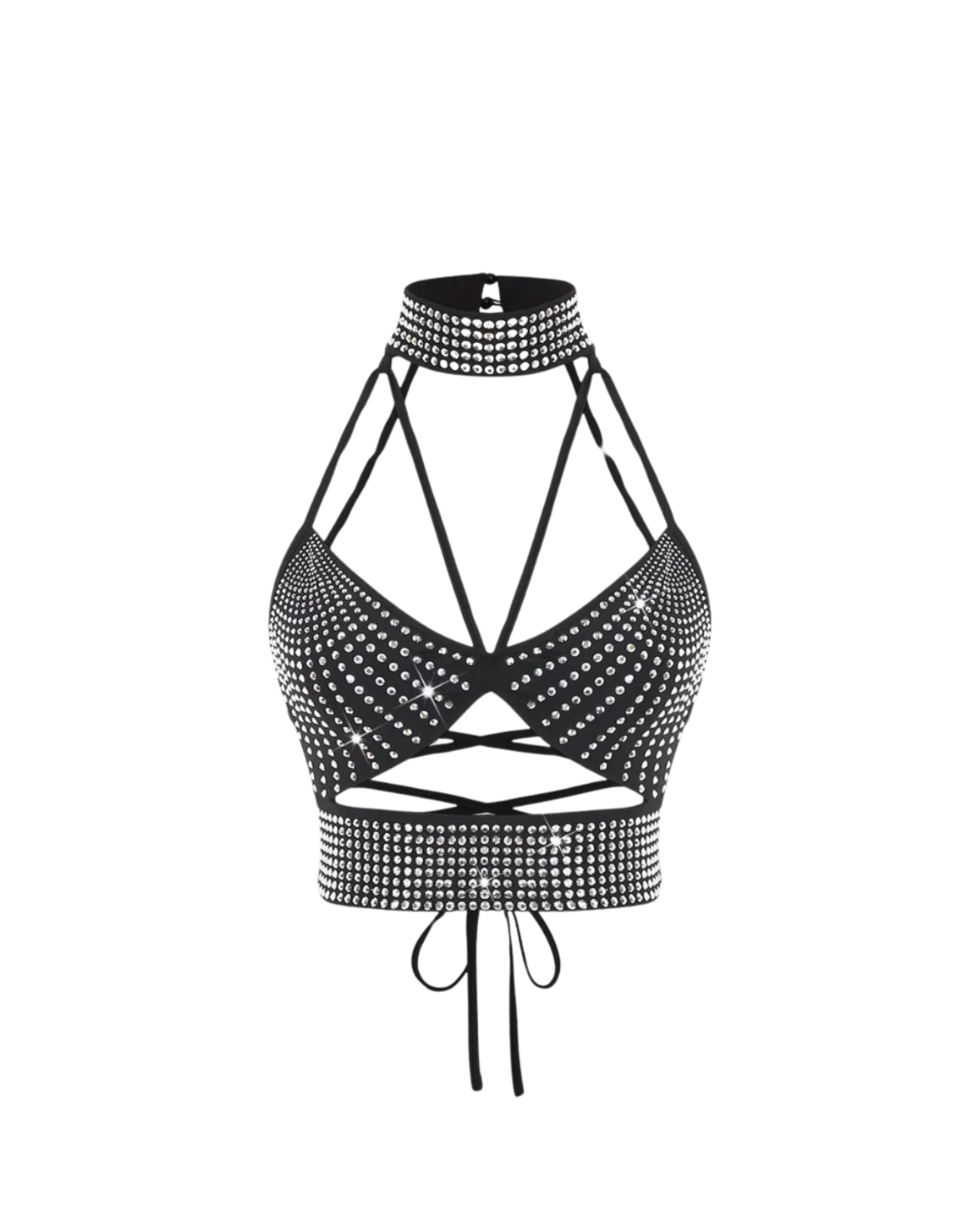 Rhinestone Crossover Crop Top