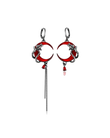 Red moon and black rose earring