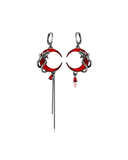 Red moon and black rose earring
