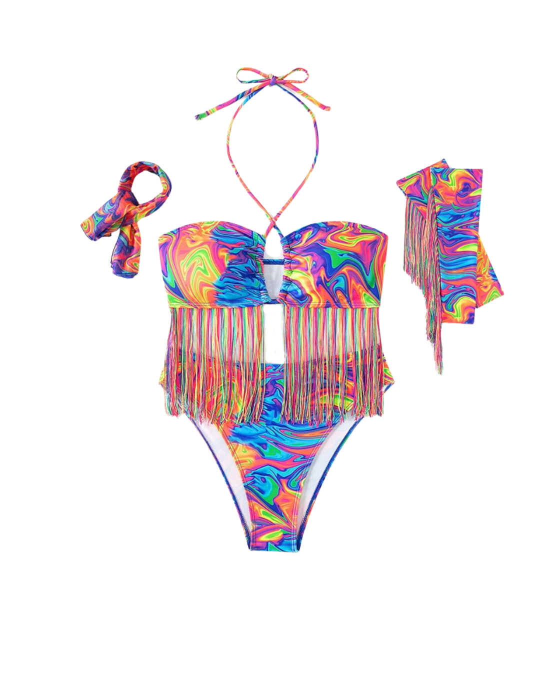Psychedelic Fringe Bikini Set