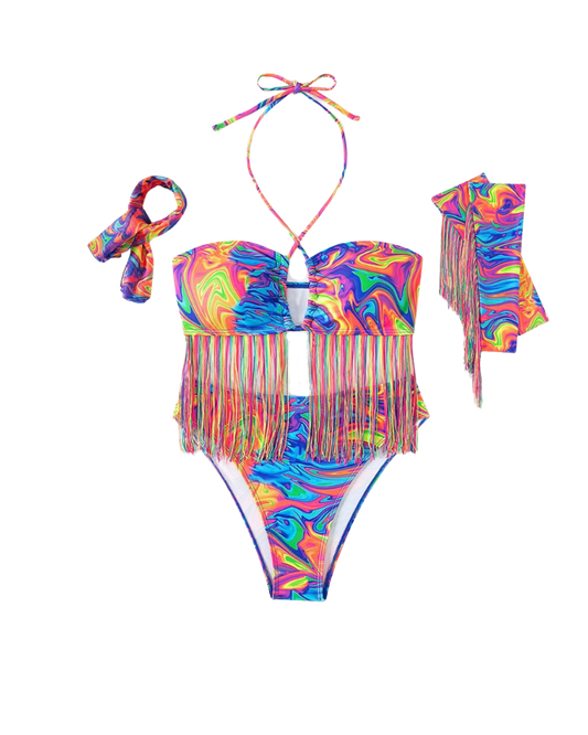 Psychedelic Fringe Bikini Set