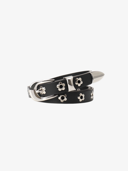 Ceinture en cuir à boucle florale