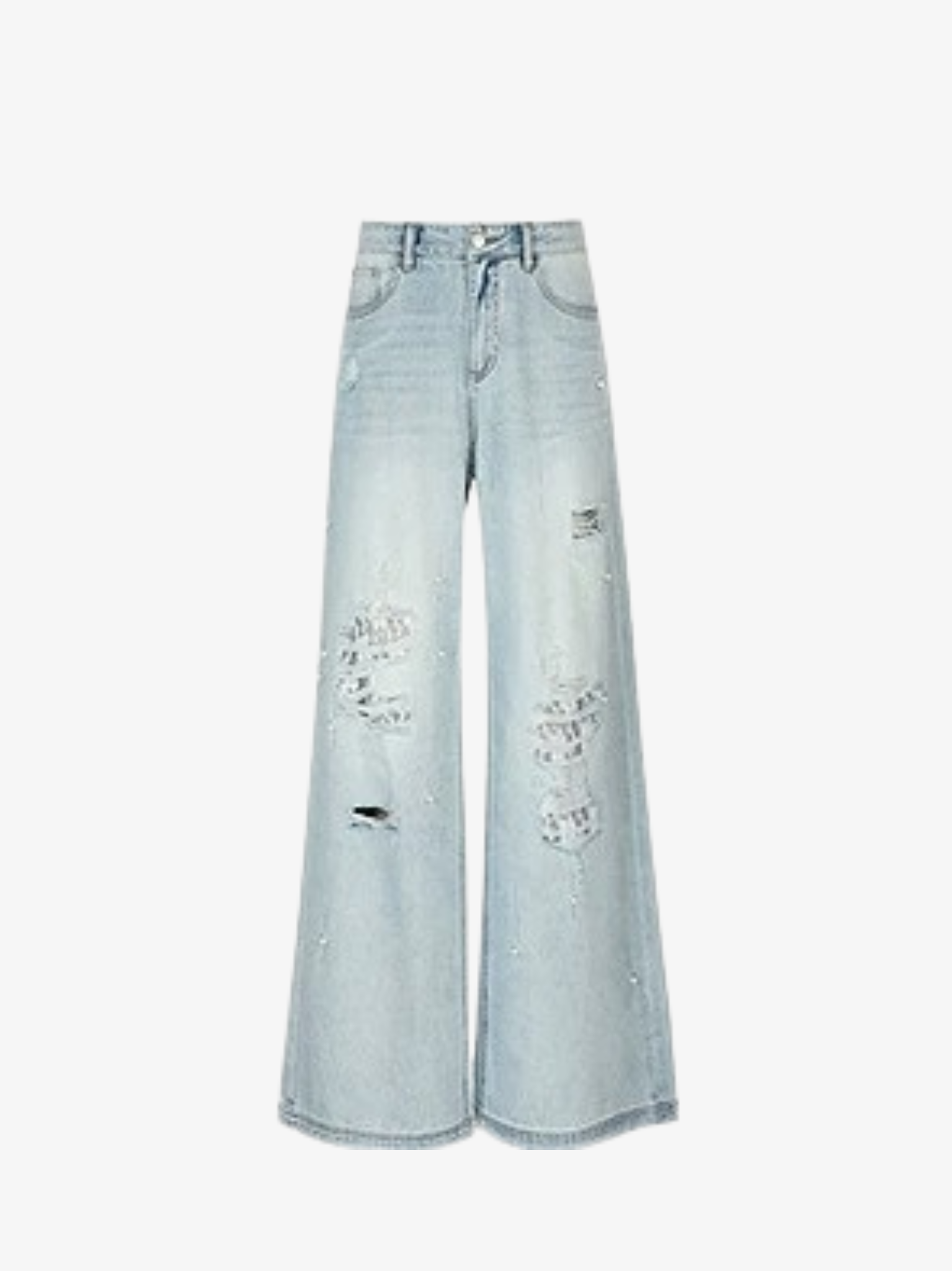Pearl Distressed Wide-Leg Jeans