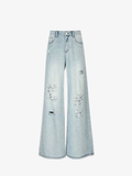 Pearl Distressed Wide-Leg Jeans