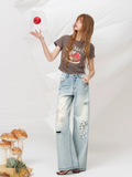 Pearl Distressed Wide-Leg Jeans