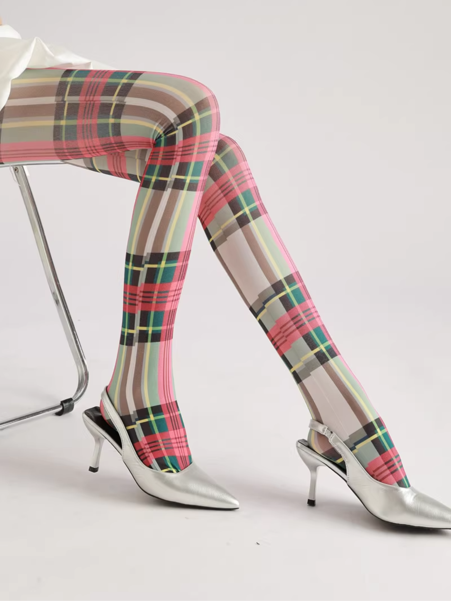 Plaid Contrast Pantyhose