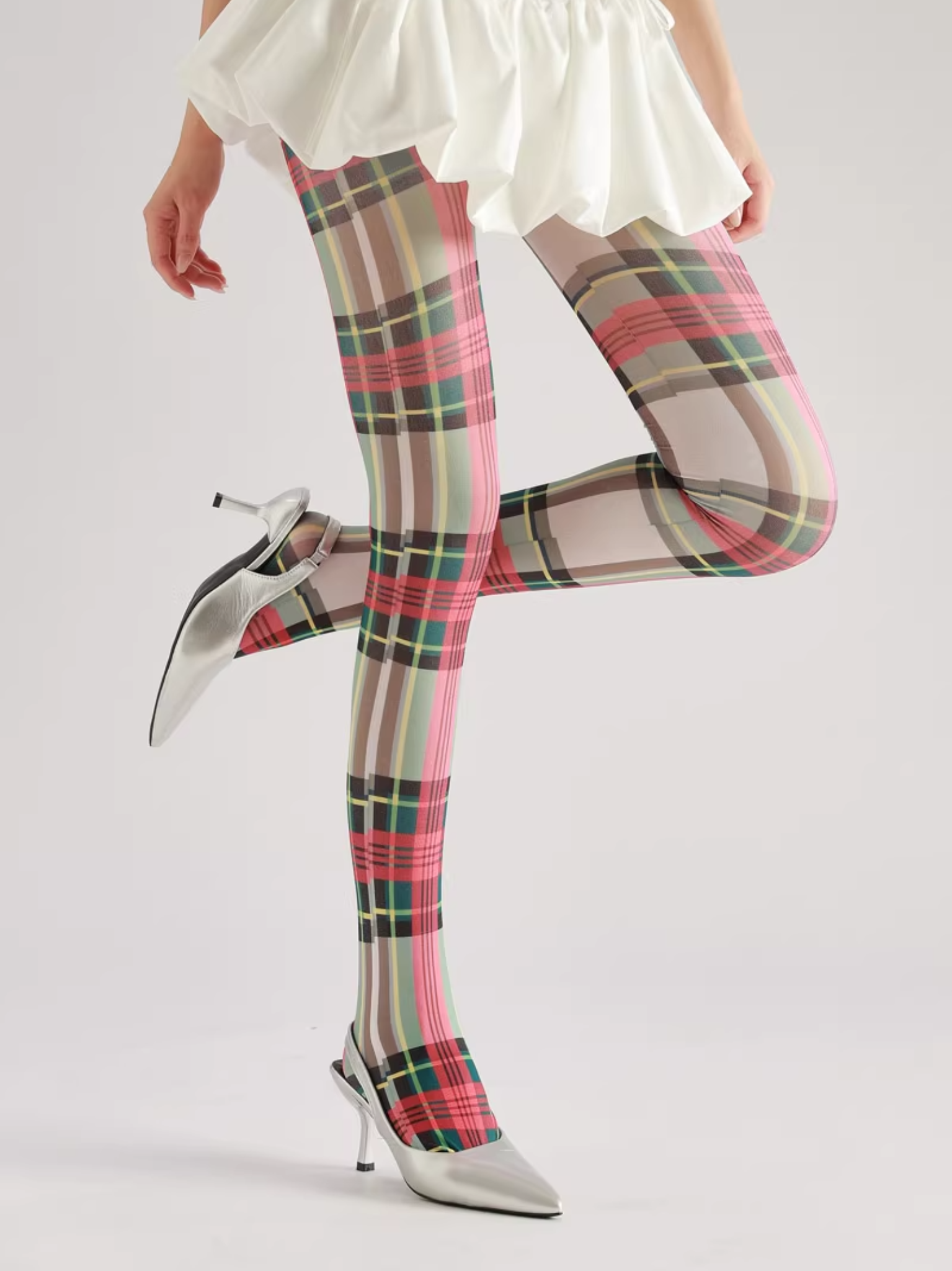 Plaid Contrast Pantyhose