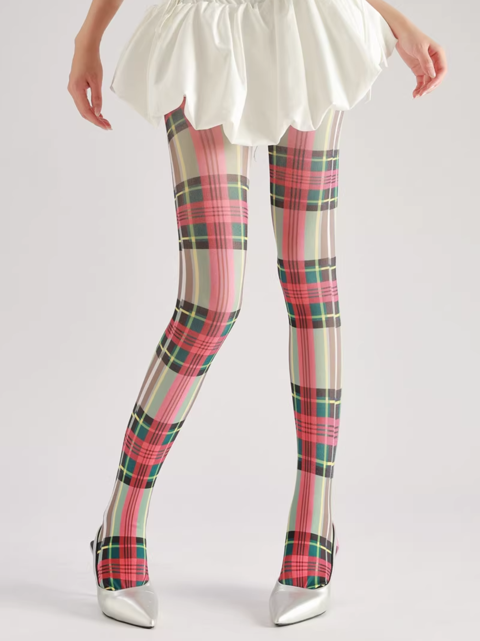 Plaid Contrast Pantyhose