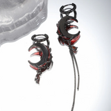 Red moon and black rose earring