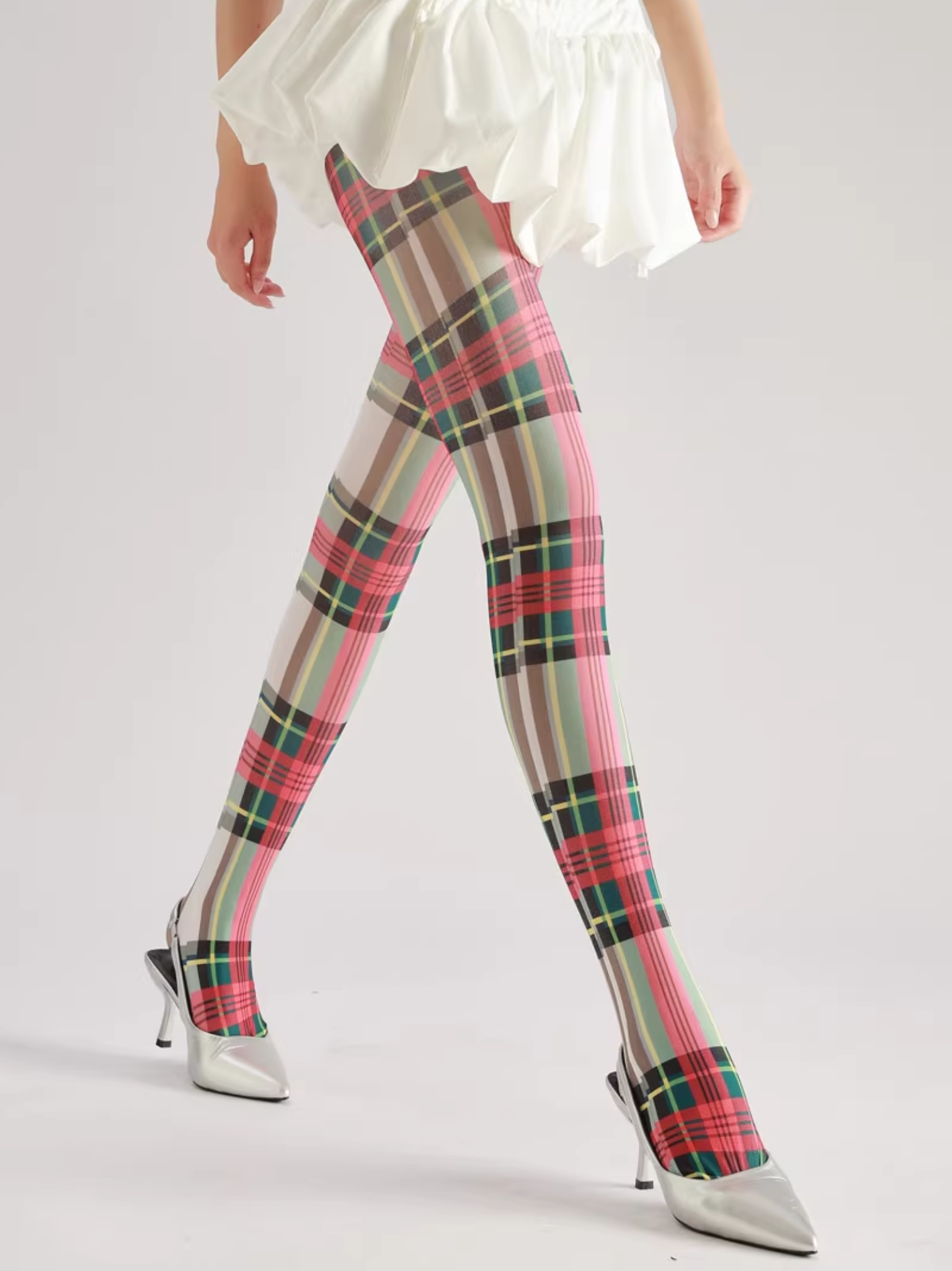Plaid Contrast Pantyhose