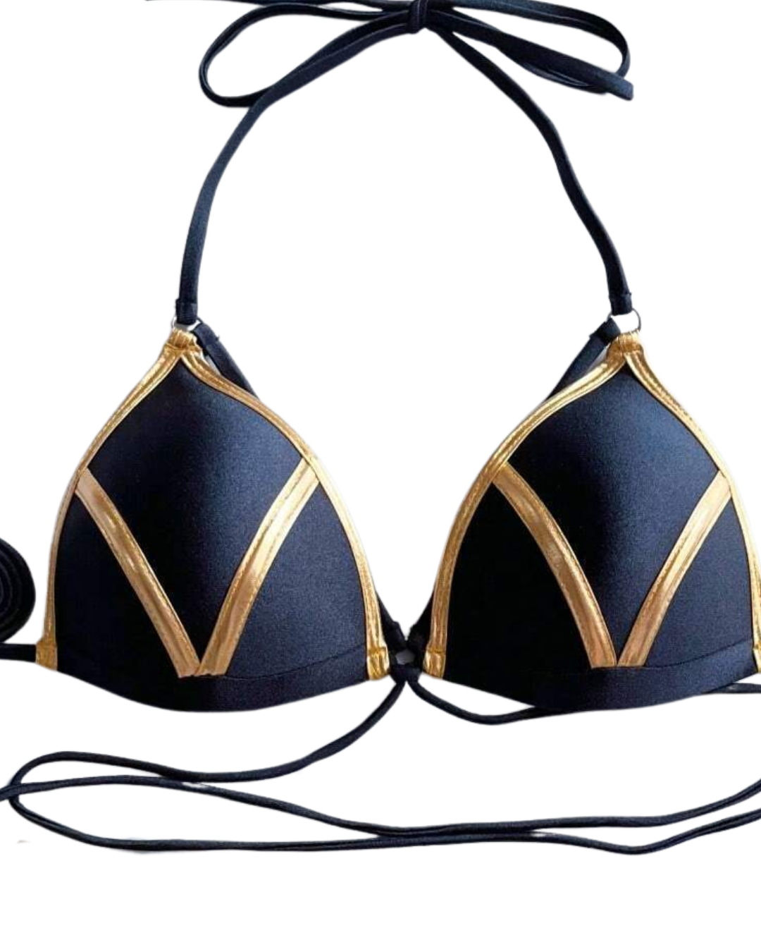 Black & Gold Strappy Bikini Set