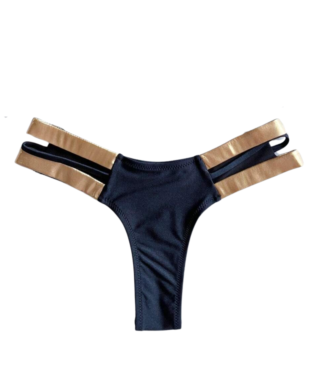 Black & Gold Strappy Bikini Set