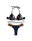 Black & Gold Strappy Bikini Set