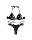 Black & Gold Strappy Bikini Set
