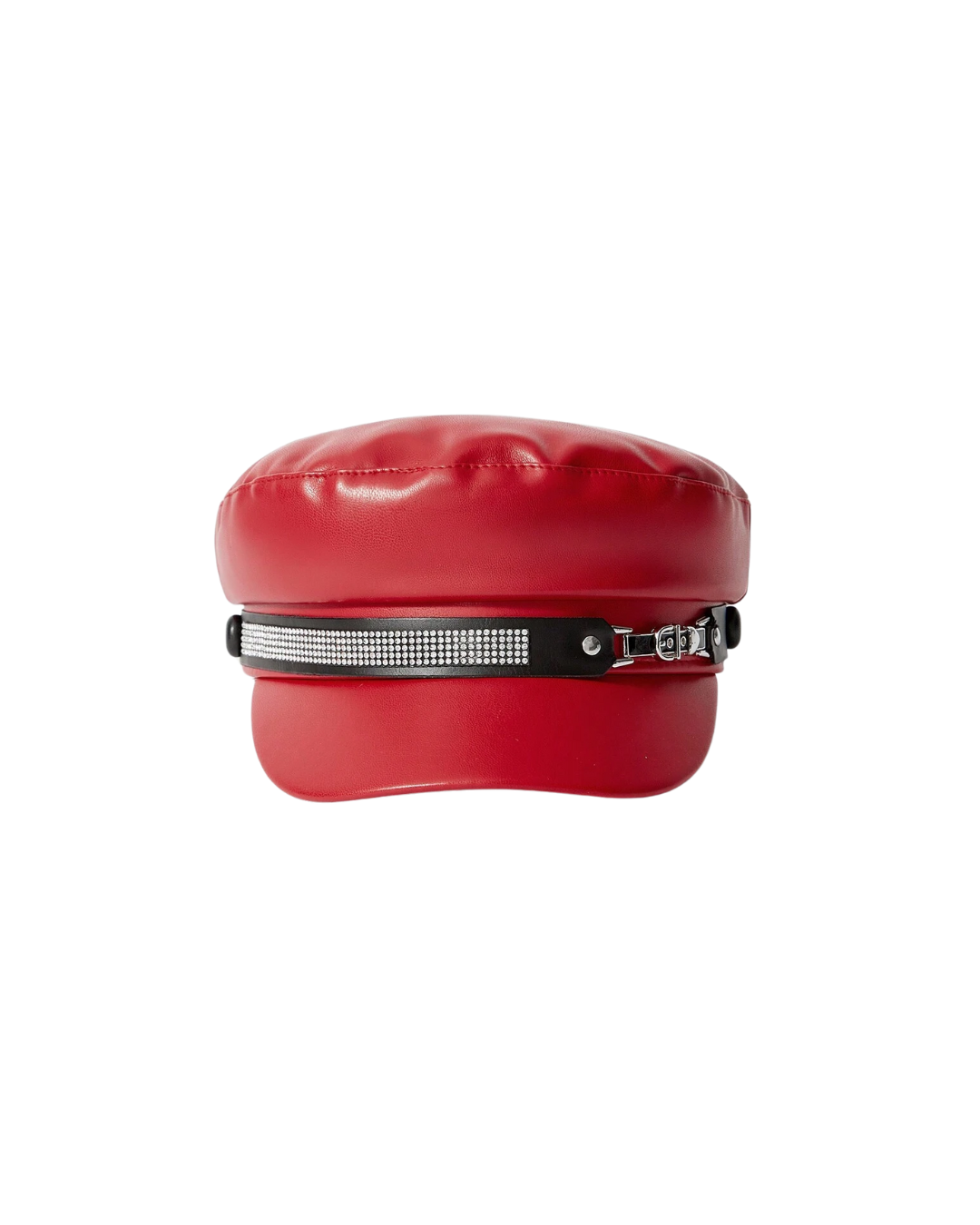 Red Leather-Effect Hat