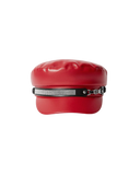 Red Leather-Effect Hat