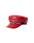 Red Leather-Effect Hat