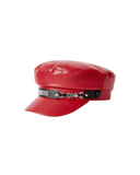 Red Leather-Effect Hat