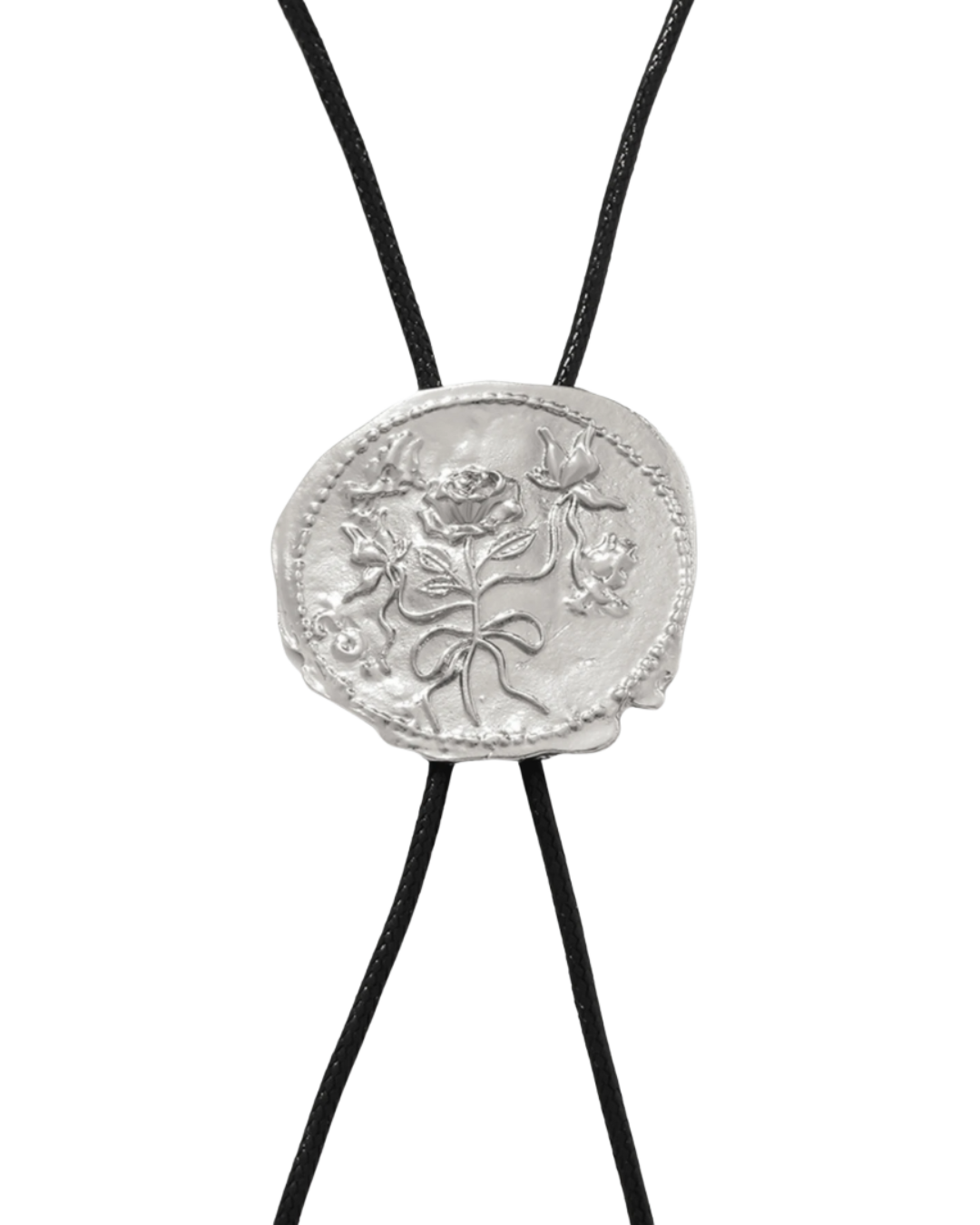 Asymmetrical round tie necklace