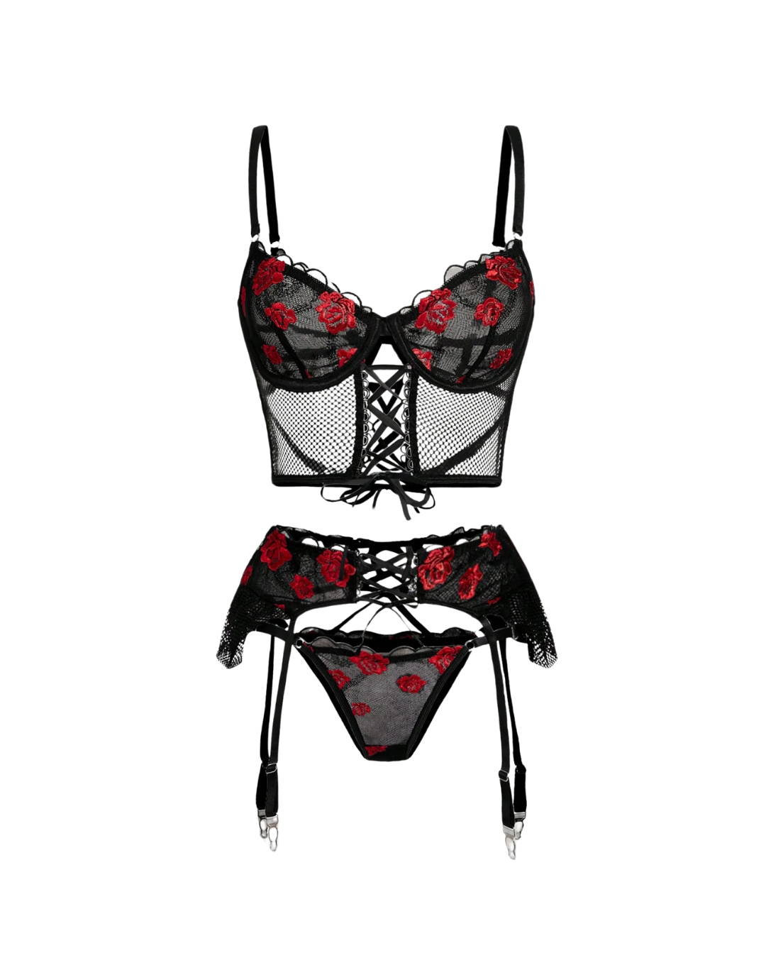 Red Rose Lingerie Set