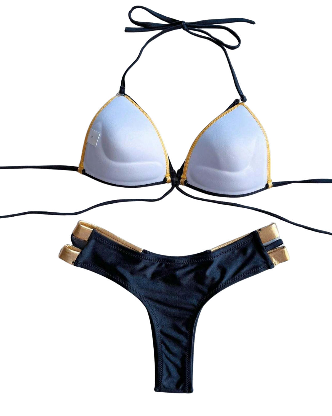 Black & Gold Strappy Bikini Set