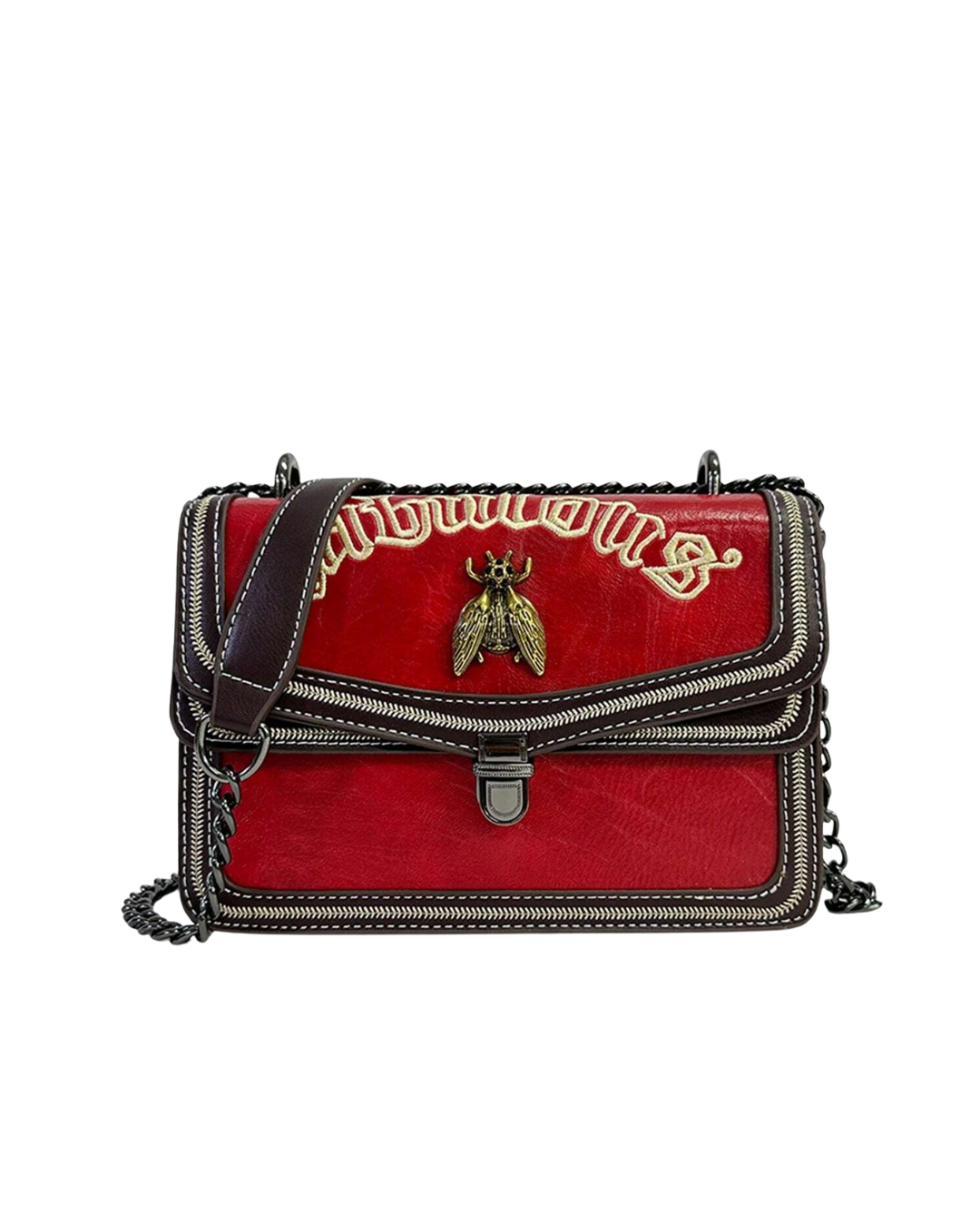 Bee Black Metal Chained Handbag