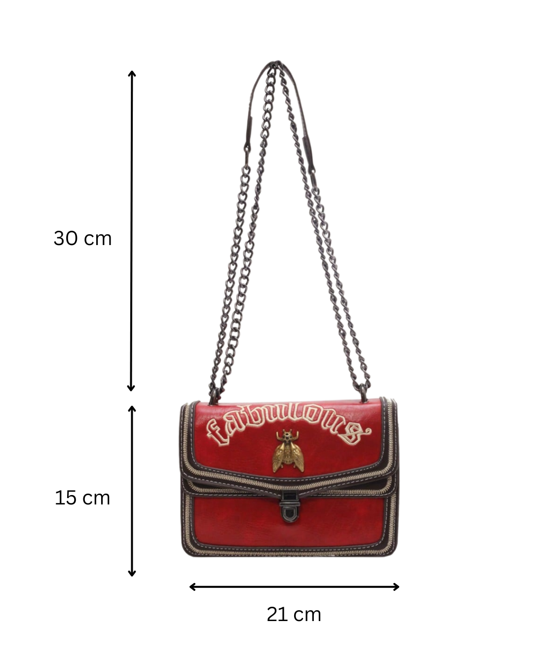 Bee Black Metal Chained Handbag
