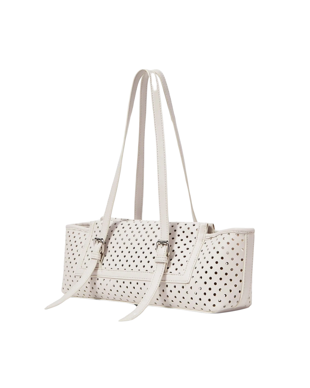White Perforated Handbag