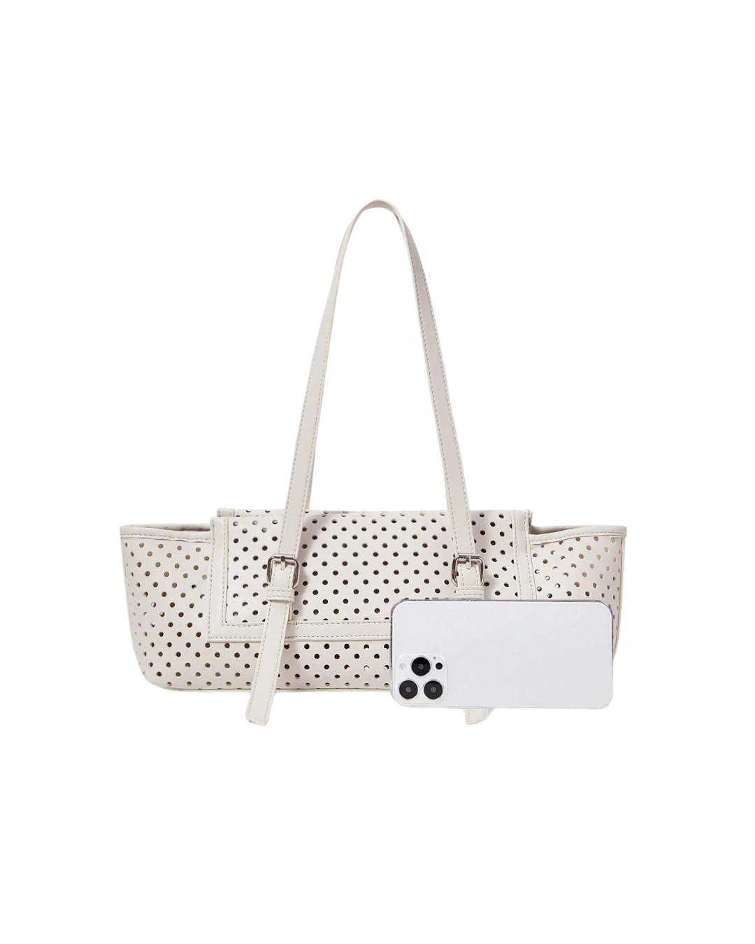 White Perforated Handbag
