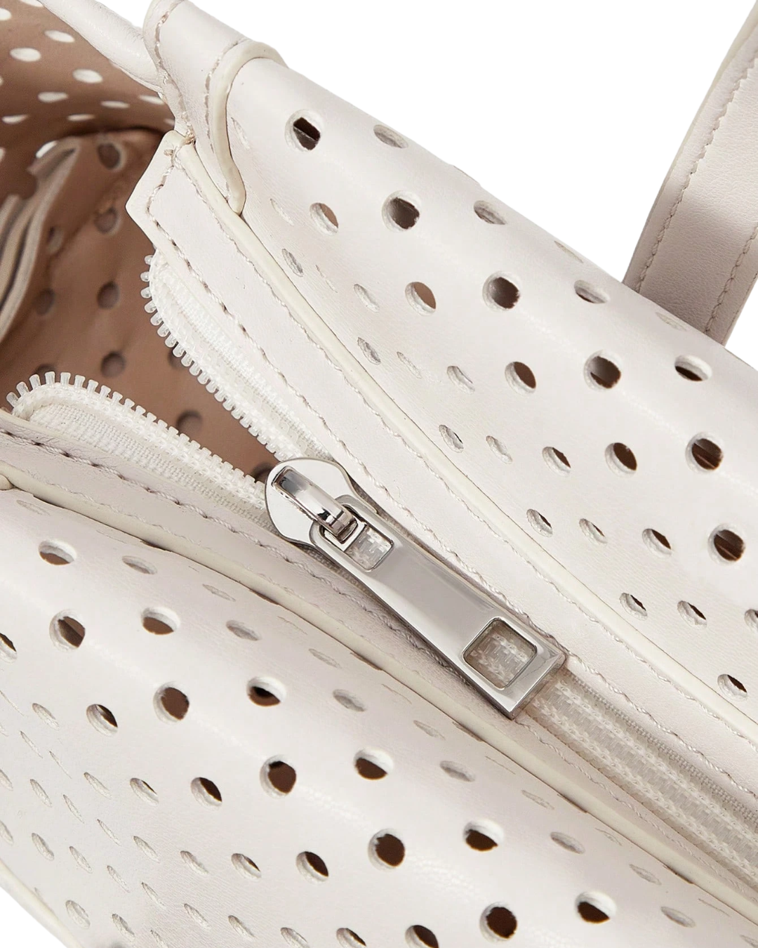 White Perforated Handbag