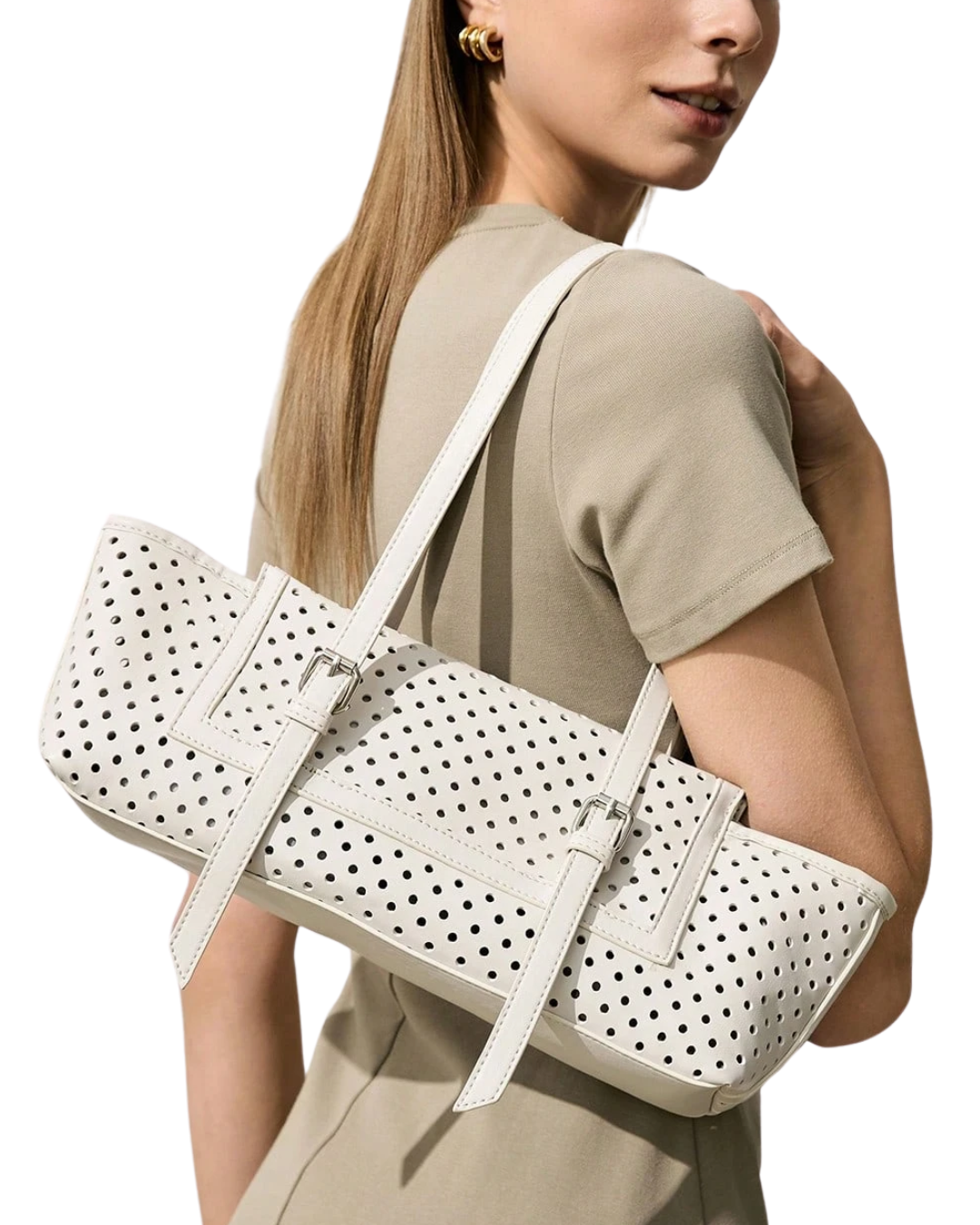 White Perforated Handbag