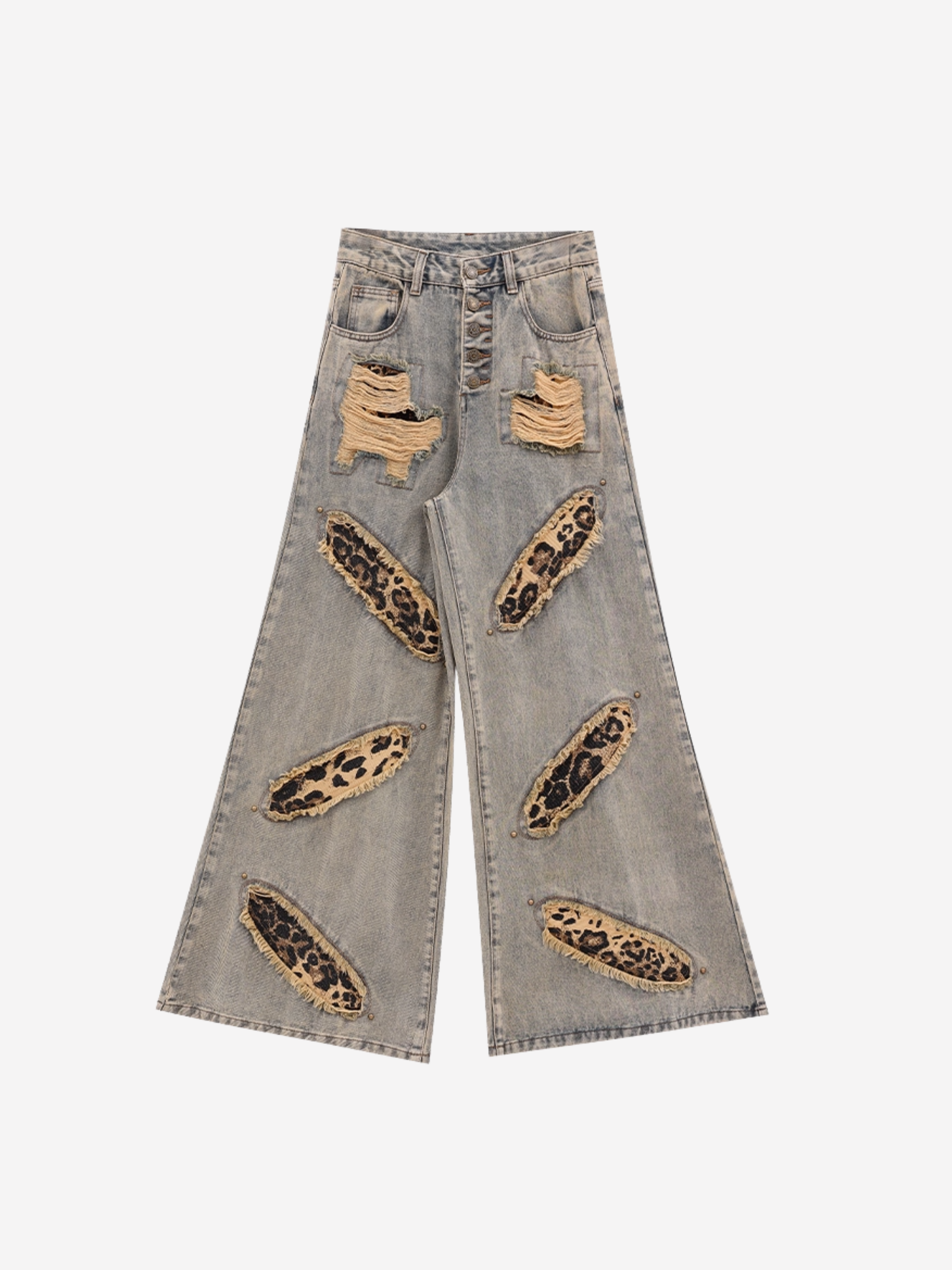 Wide-Leg Patchwork Jeans