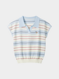 Striped Knit Polo Top