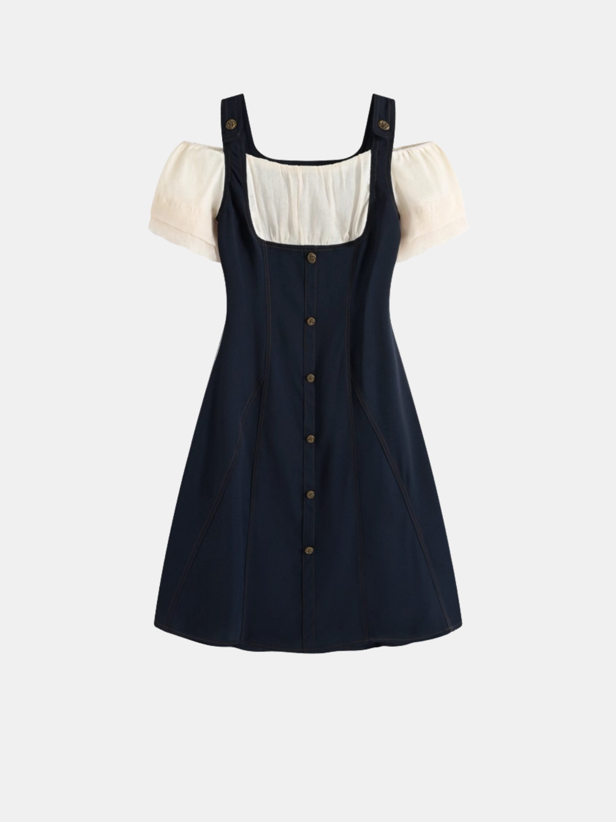 Navy Button Dress