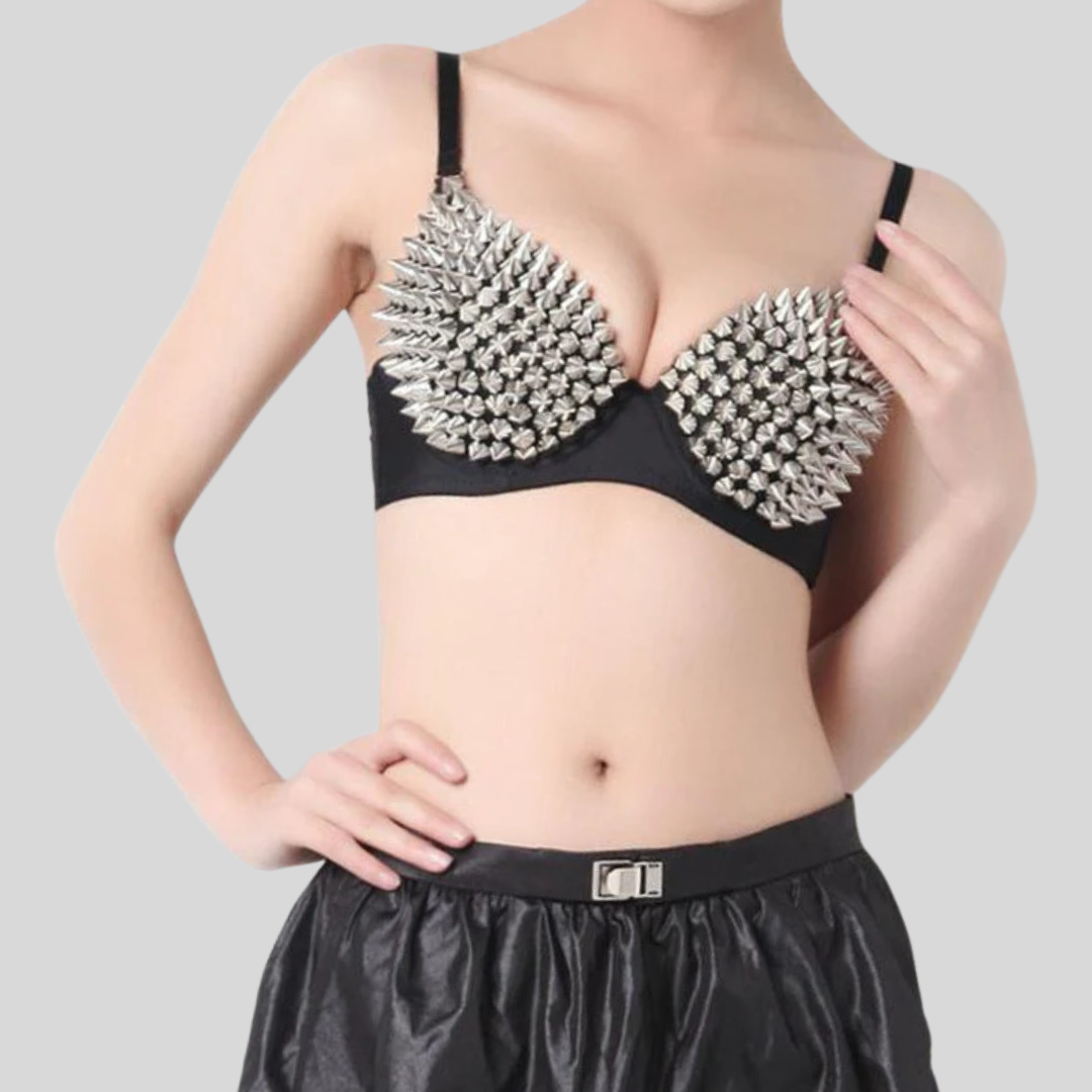 Metallic Spiked Bra