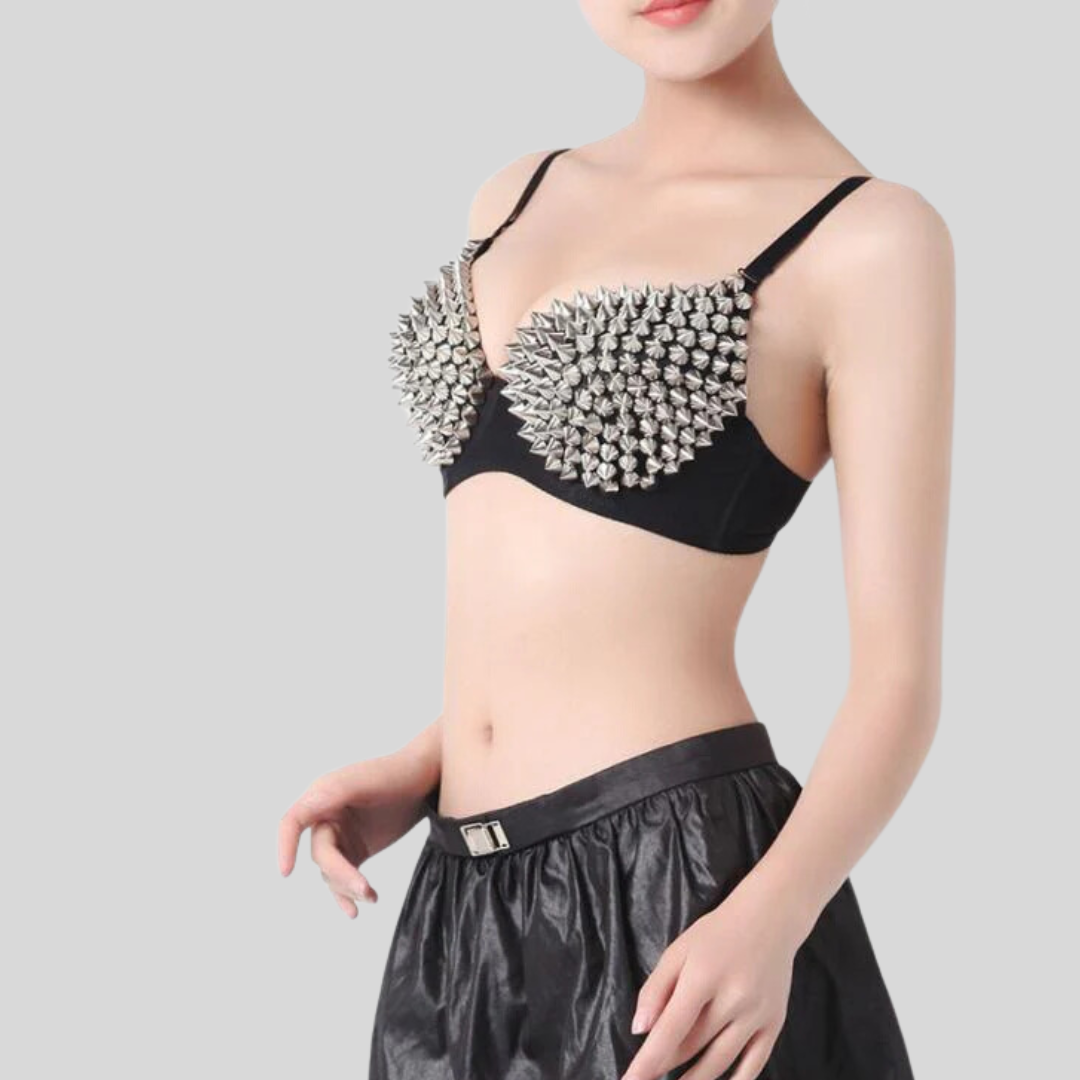 Metallic Spiked Bra